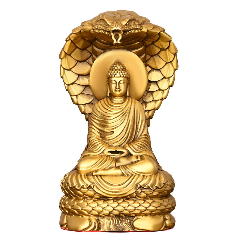 Buddha Stones釈迦牟尼仏 蛇の置物 静寂の銅像 家へのお供え物 装飾 - image 6