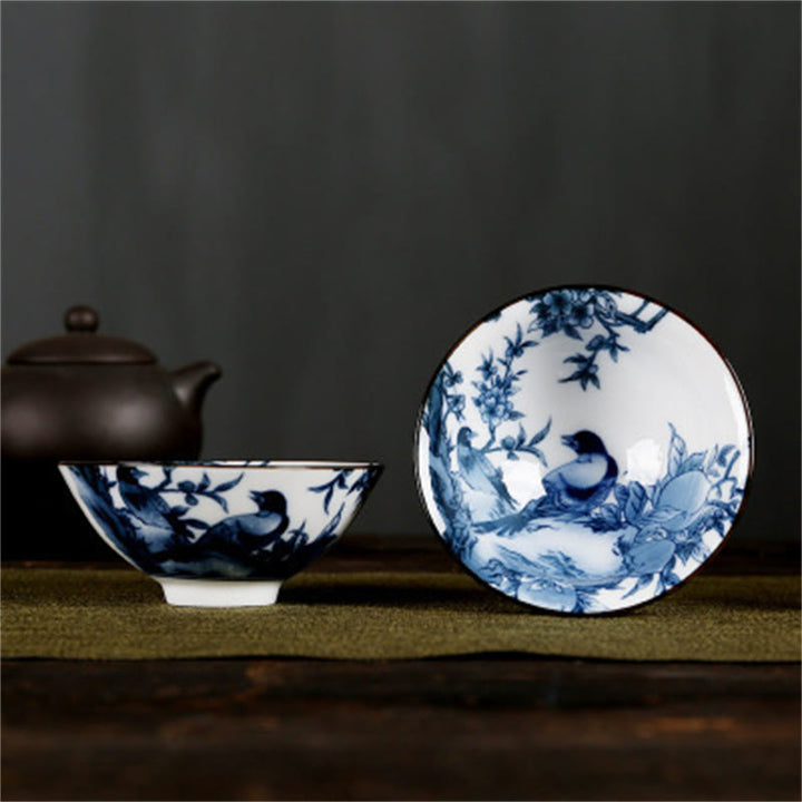 Buddha Stones、花、フーキャラクター、山、蓮、桜、陶器のティーカップ、カンフーティーカップ