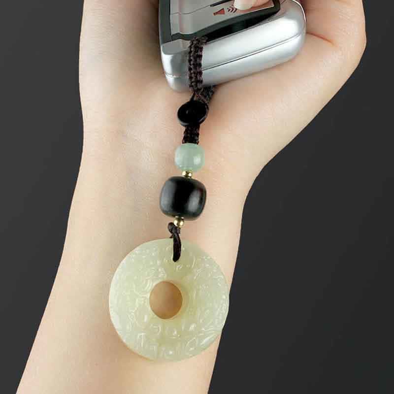 Buddha Stones翡翠 平和 バックル 豊穣 富のキーチェーン