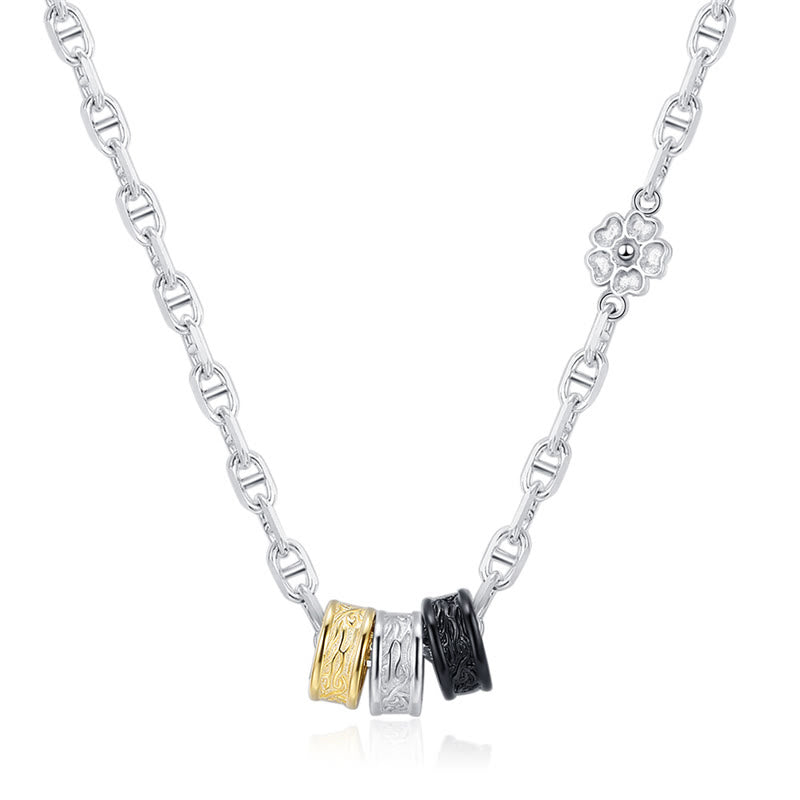 Buddha Stones925 スターリングシルバー レトロ 唐代花柄 幸運エネルギーチェーンネックレスペンダント