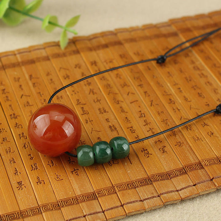 Buddha Stones赤瑪瑙 緑アベンチュリン 緑菩提樹シードビーズ 落ち着いたレザーロープネックレスペンダント
