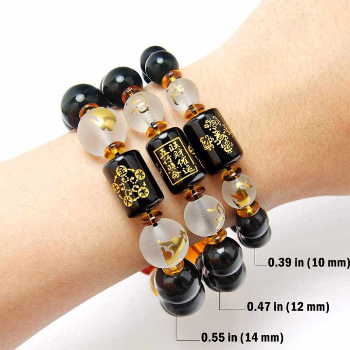 Buddha Stones 黒曜石 十二支 財運 金運 開運 守護 メンズ レディース ブレスレット