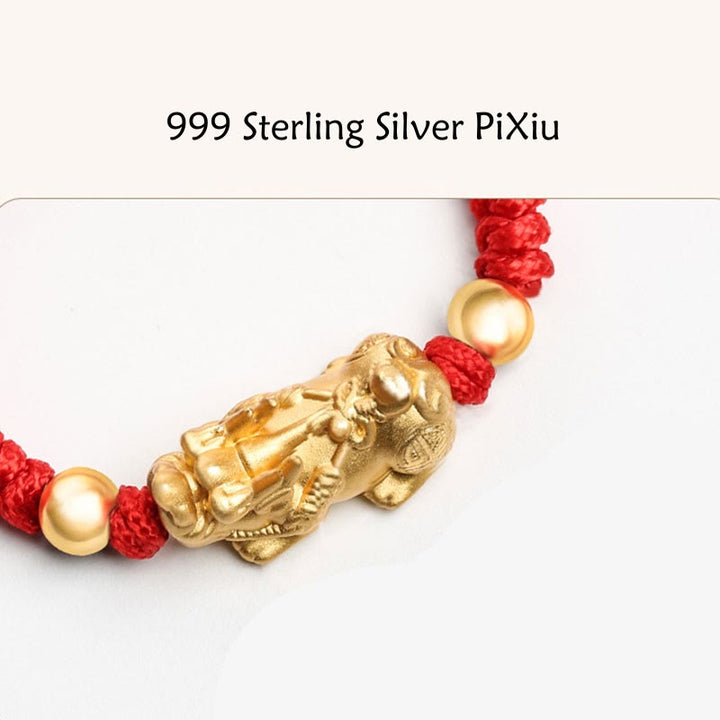 Buddha Stones999 スターリングシルバー 貔貅 富 キングコング ノットストリング 編み込み 子供用ブレスレット