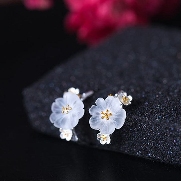 Buddha Stones925スターリングシルバー 梅の花 フローラルブレッシングイヤリング