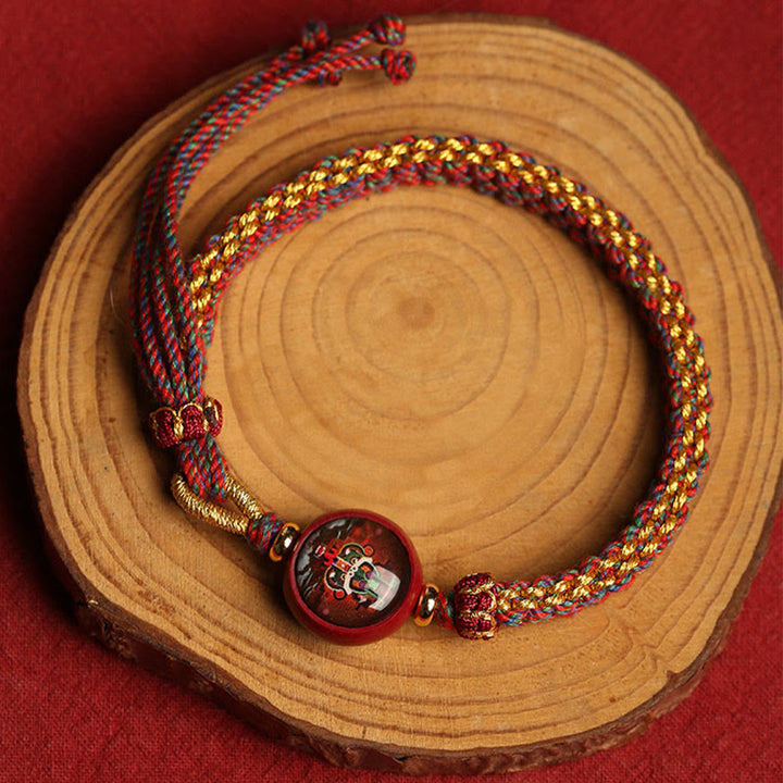Buddha Stonesのカラフルなロープの辰砂タンカの祝福編みブレスレット