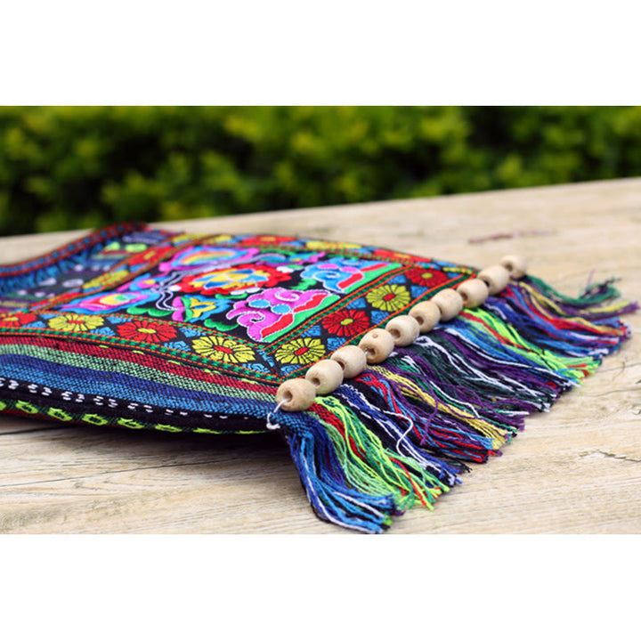 Buddha Stonesチベットのハンドメイド刺繍カメリアキャンバスショルダーバッグクロスボディバッグ