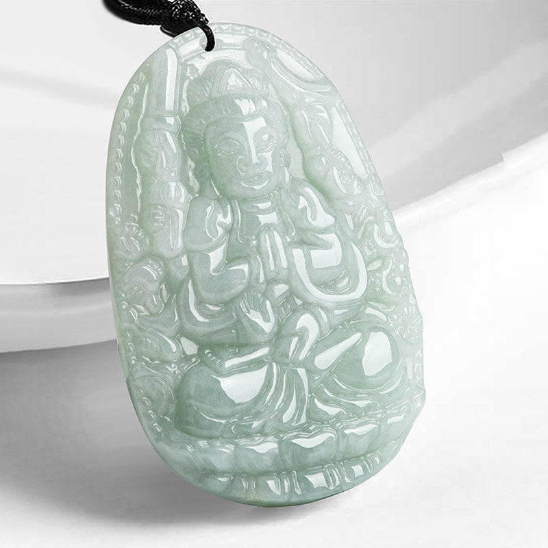 Buddha Stones十二支誕生仏翡翠 富と繁栄のネックレスペンダント - ねずみ - image 1