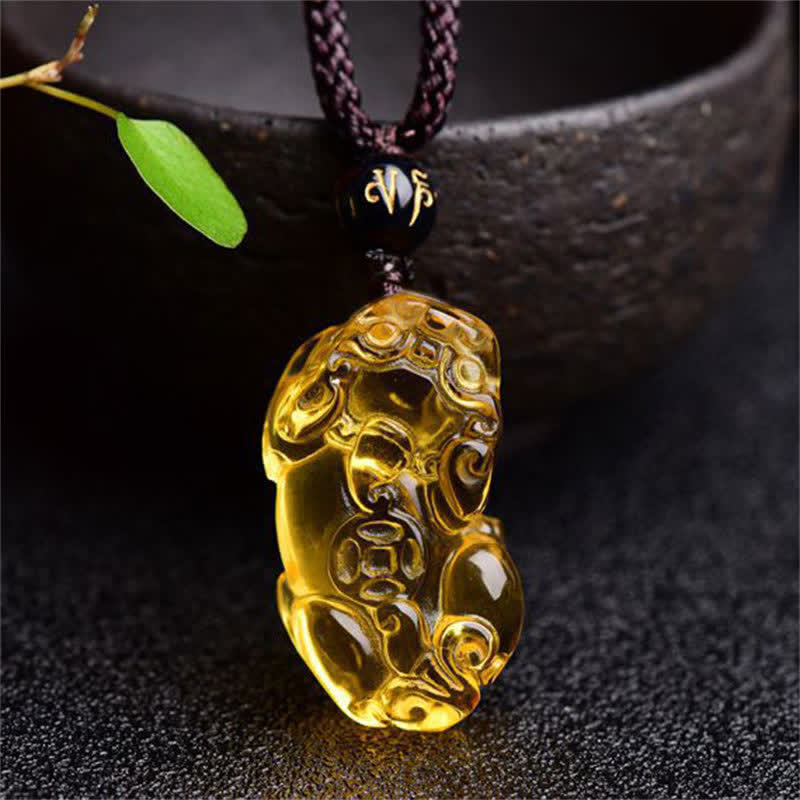 Buddha Stones風水シトリン貔貅富ネックレスペンダント - シトリン（幸せ♥豊かさ） - image 1