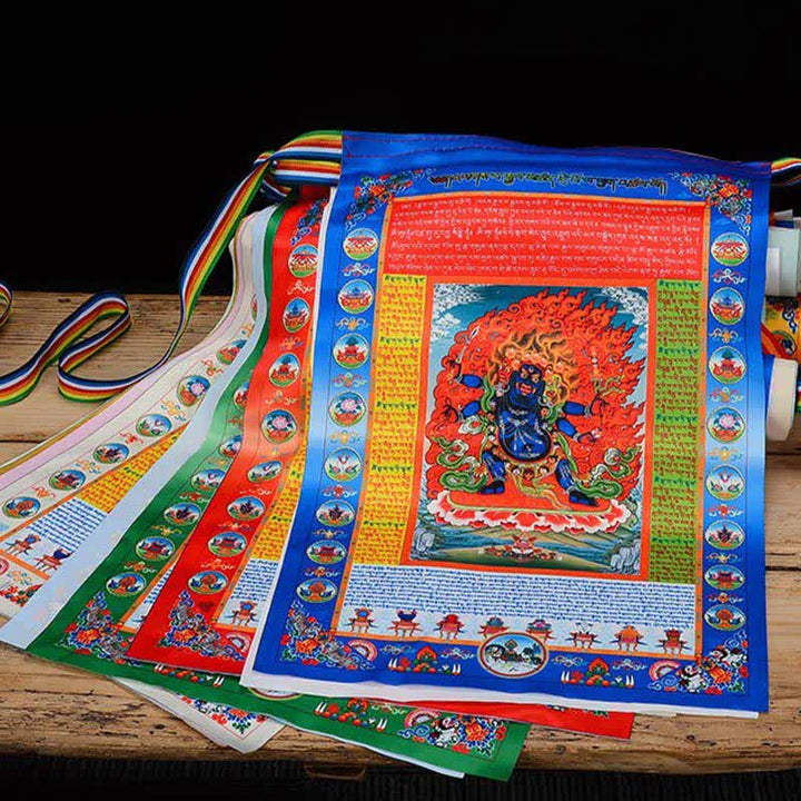 Buddha Stones チベットの10色風馬仏像ヒーリング縁起屋外祈祷旗 - image 1