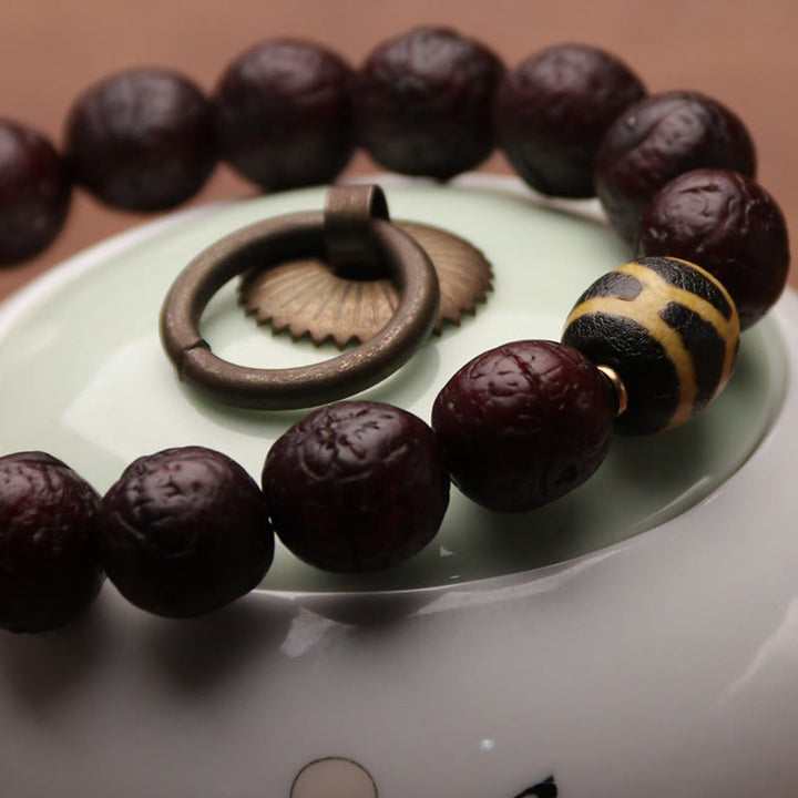 Buddha Stonesチベット菩提樹 シードアゲート ビーズ 幸運 富 タッセルチャーム リストMala