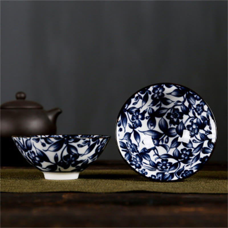 Buddha Stones、花、フーキャラクター、山、蓮、桜、陶器のティーカップ、カンフーティーカップ