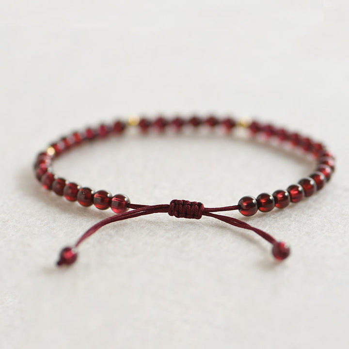 Buddha Stones天然ガーネットゴールデンビーズ安定ブレスレット