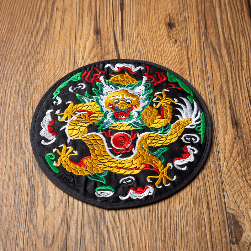 Buddha Stones龍刺繍カップマットパッドティーカップコースターカンフーティーマット