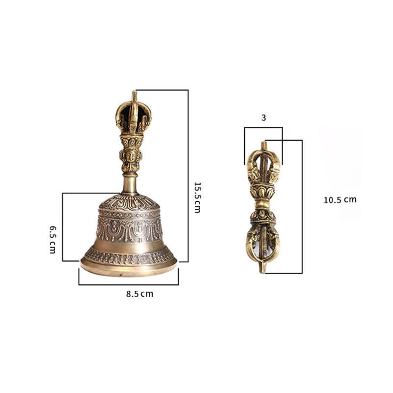Buddha Stonesチベット瞑想ベルと金剛杵銅悟り装飾セット