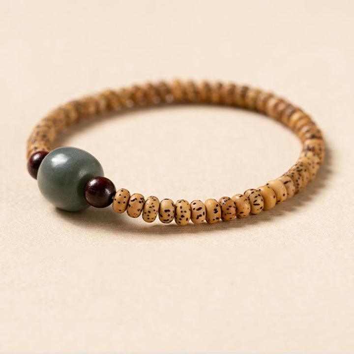 Buddha Stones菩提樹の小さな葉の紫檀の知恵のブレスレット