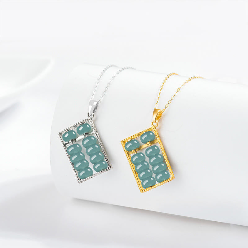 Buddha Stones925スターリングシルバー 天然翡翠 そろばん模様 豊穣のネックレスペンダント