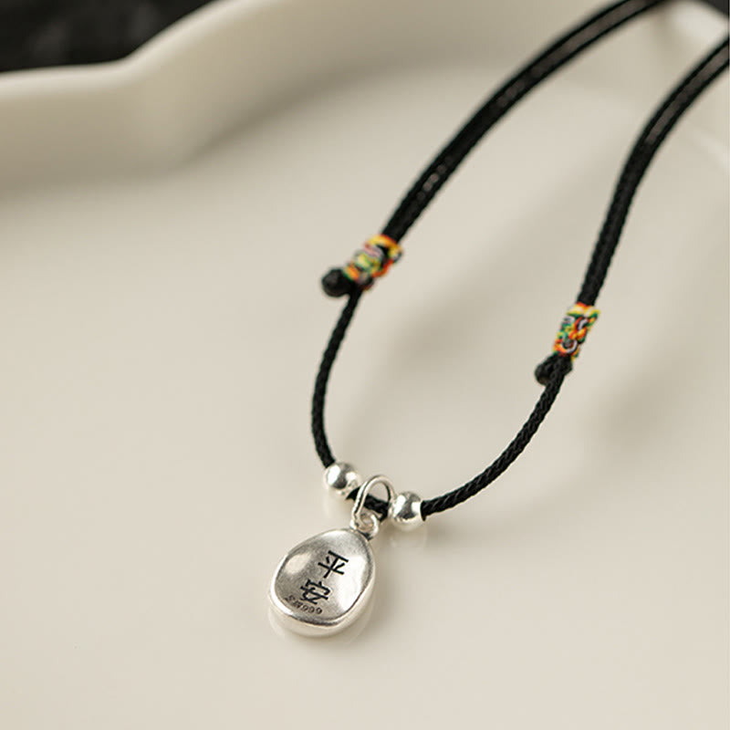 Buddha Stones999スターリングシルバー 平和と喜び 福の字 幸運 925スターリングシルバー チェーンネックレスペンダント