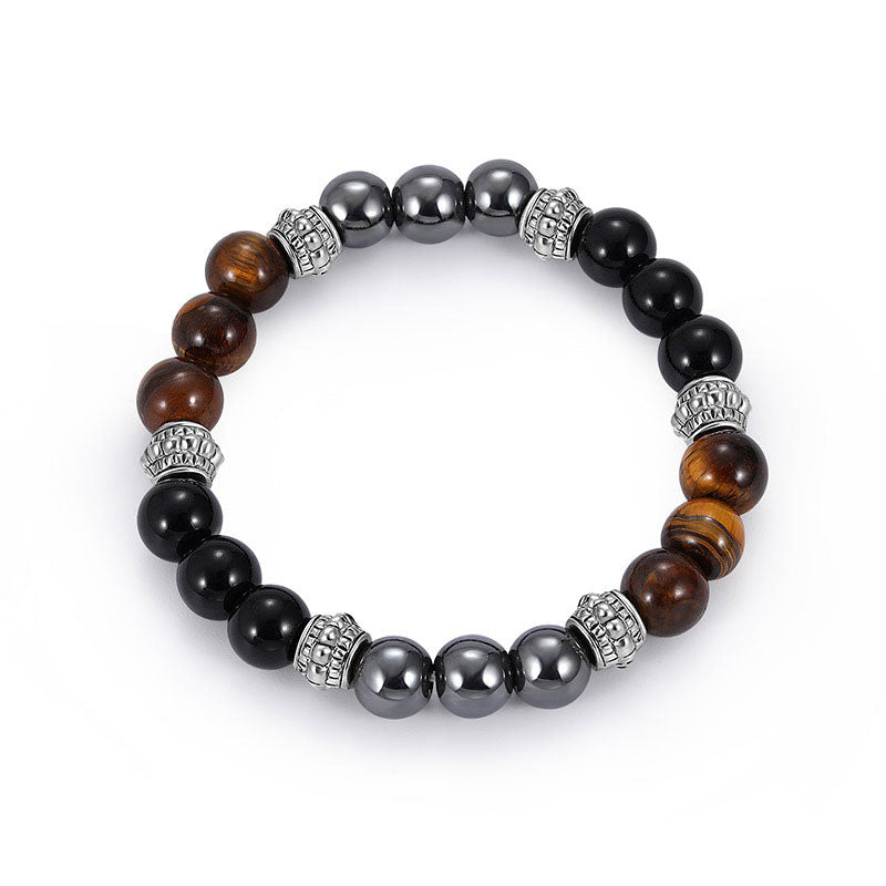 Buddha Stonesタイガーアイとヘマタイトの幸運と癒しのブレスレット