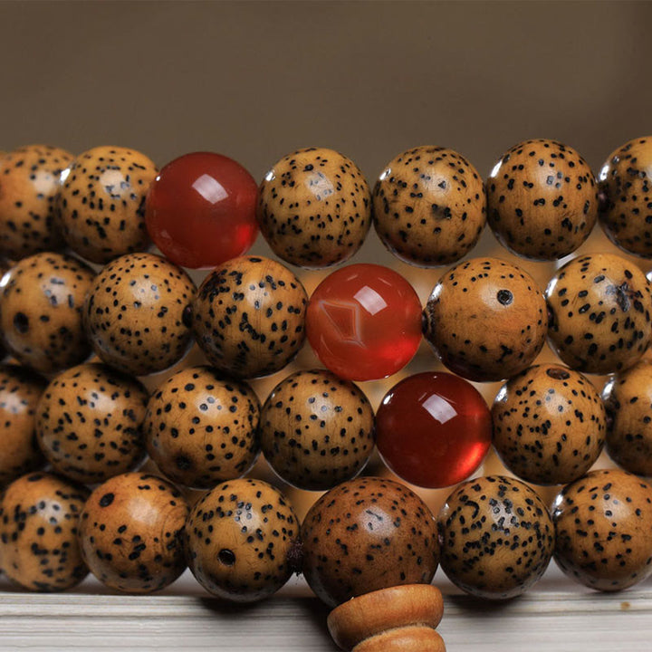 Buddha Stones108 個入りMala菩提樹 赤瑪瑙 縁起の良いブレスレット