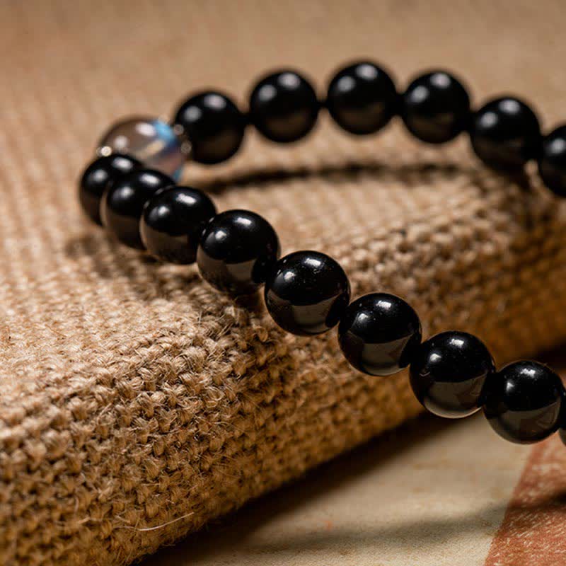 十二支誕生仏925スターリングシルバーブラックオブシディアンムーンストーン強さブレスレット - image 17