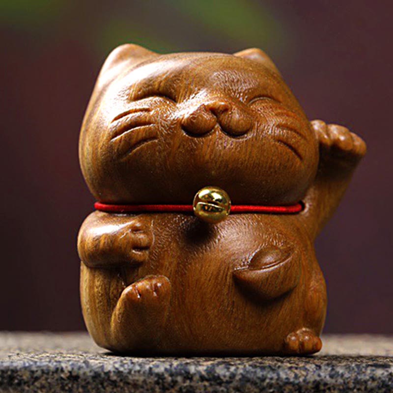 Buddha Stones緑 白檀 小型 かわいい 招き猫 平和 飾り - image 2