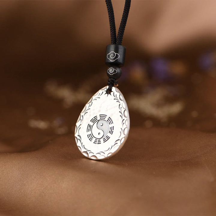 Buddha Stonesヴィンテージ 999 スターリングシルバー 陰陽 八卦 ウォータードロップデザイン バランス ハーモニー ネックレス ペンダント - image 4