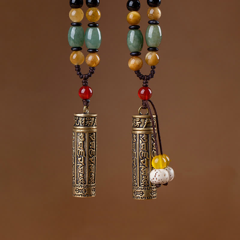 Buddhastoneshop チベットオーム・マニ・パドメ・フムメノウ シュランガマ スートラ保護ネックレス ペンダント - image 3