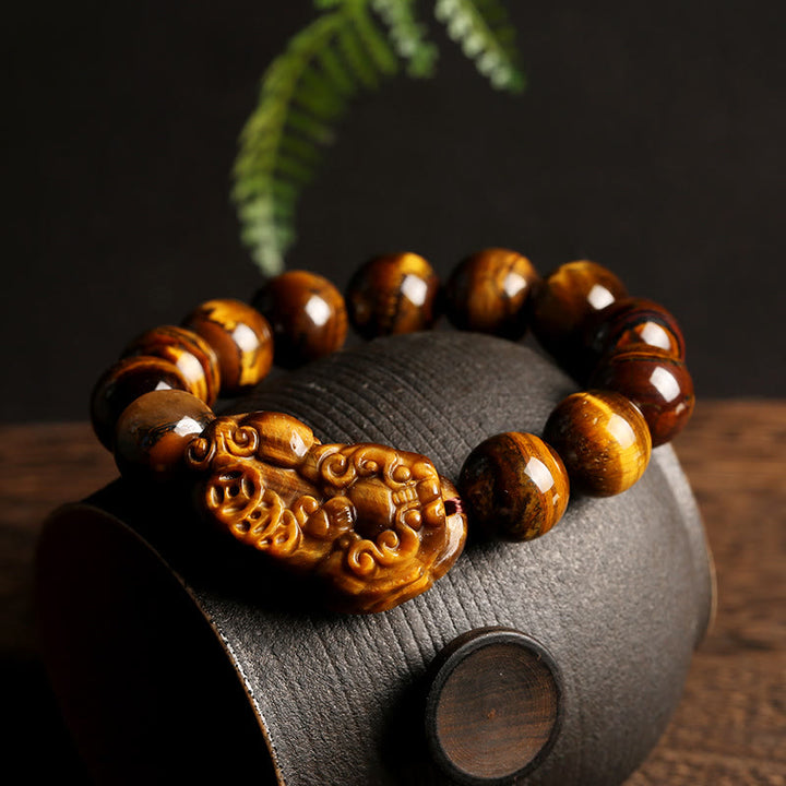 Buddha Stones天然タイガーアイ開運財運ブレスレット