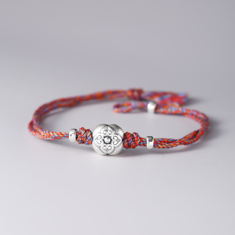 Buddha Stones999 スターリングシルバー 柿 幸運 マルチカラー 編み込みブレスレット