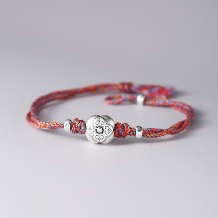 Buddha Stones999 スターリングシルバー 柿 幸運 マルチカラー 編み込みブレスレット