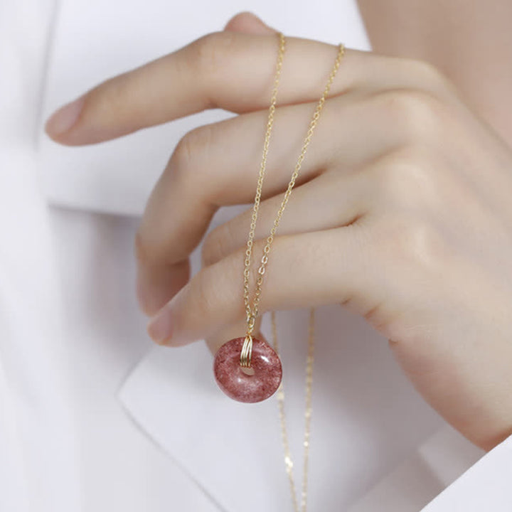 Buddha Stones925スターリングシルバー ストロベリークォーツ ヒーリングポジティブネックレス