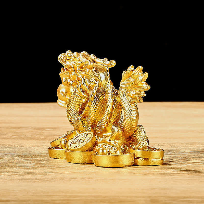 Buddha Stones風水 龍 銅貨 富と成功の幸運 装飾
