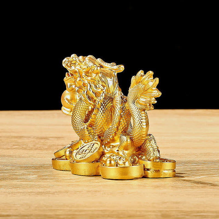 Buddha Stones風水 龍 銅貨 富と成功の幸運 装飾