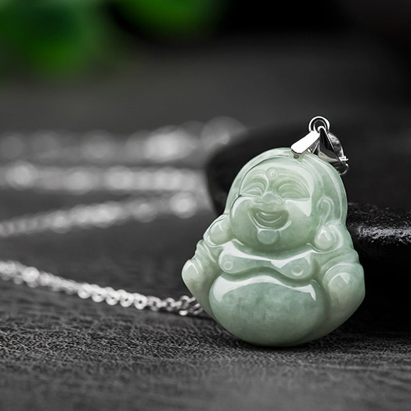Buddha Stones925スターリングシルバー 笑う仏陀 翡翠 祝福ネックレスチェーンペンダント - image 6