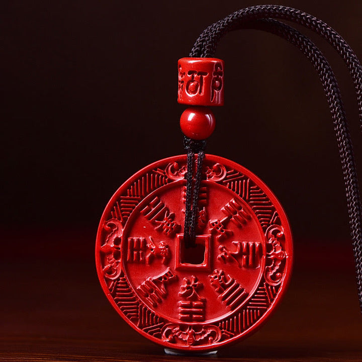 Buddha Stones天然辰砂 山の幽霊 お金を使う 八卦 祝福 ネックレス ペンダント キーチェーン