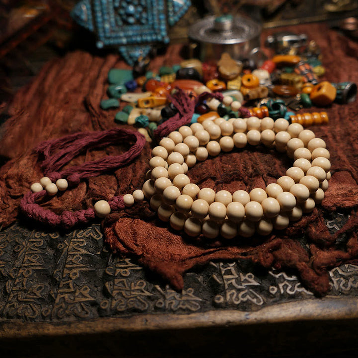 Buddha Stones108 個のMalaアベリア ビフローラ 木製 邪気払い 手首用Mala