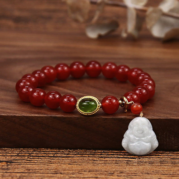 Buddha Stones天然赤瑪瑙 仏陀成功ブレスレット