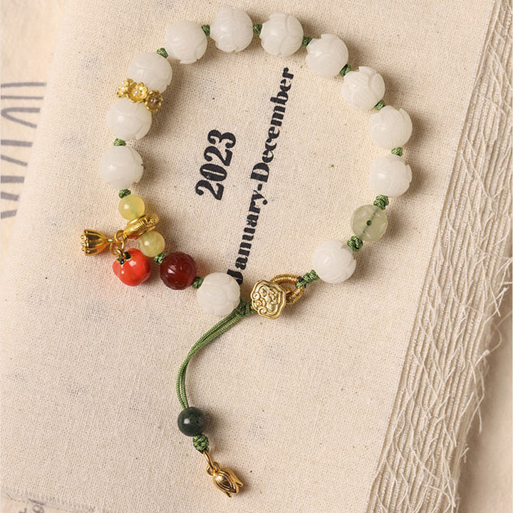 Buddha Stones天然菩提樹の種子蓮かぼちゃビーズ平和ハーモニーブレスレット