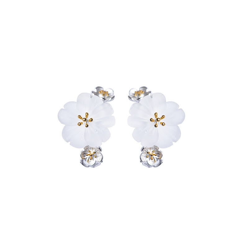 Buddha Stones925スターリングシルバー 梅の花 フローラルブレッシングイヤリング