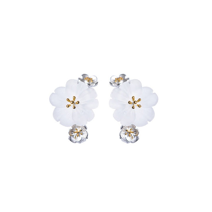 Buddha Stones925スターリングシルバー 梅の花 フローラルブレッシングイヤリング