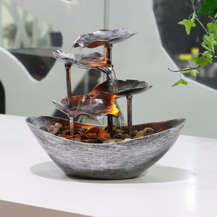 Buddha Stones蓮の葉型 滝 噴水 卓上装飾品 LEDライト付き ホームオフィス デスクトップ装飾 - image 2