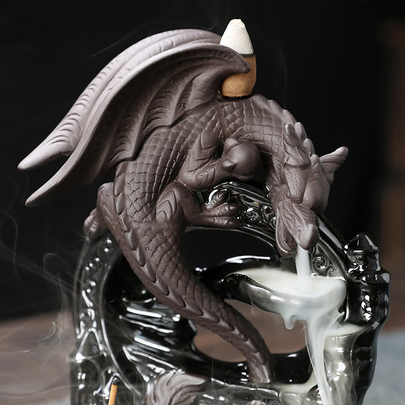 Buddha Stones北欧 翼竜 ドラゴン セラミック 逆流煙噴水 保護 癒し 香炉 装飾