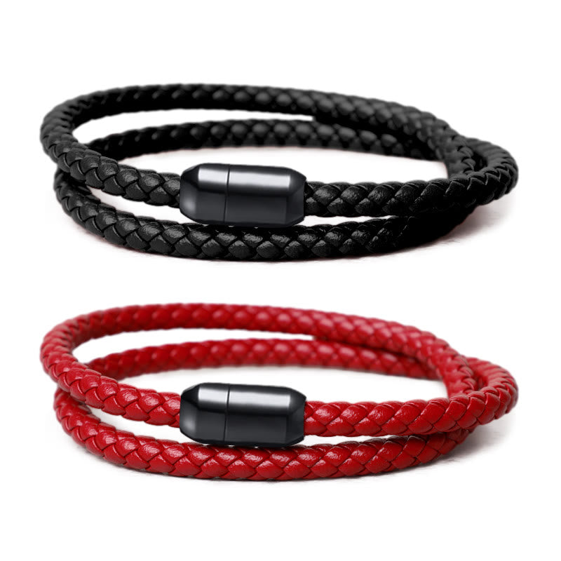 Buddha Stones本革レッドストリングプロテクションマグネットバックルブレスレット