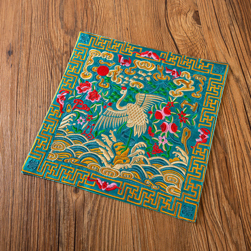 Buddha Stones鳳凰龍 麒麟刺繍 カップマットパッド ティーカップコースター カンフーティーマット