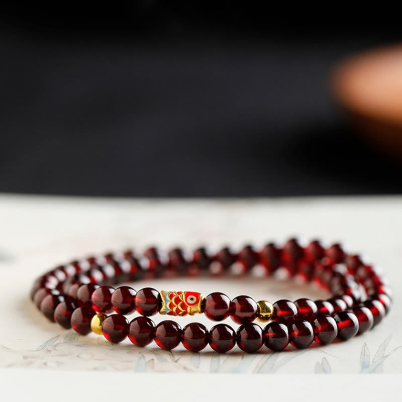 Buddha Stones999ゴールド 鯉 天然ガーネット守護ブレスレット - image 17