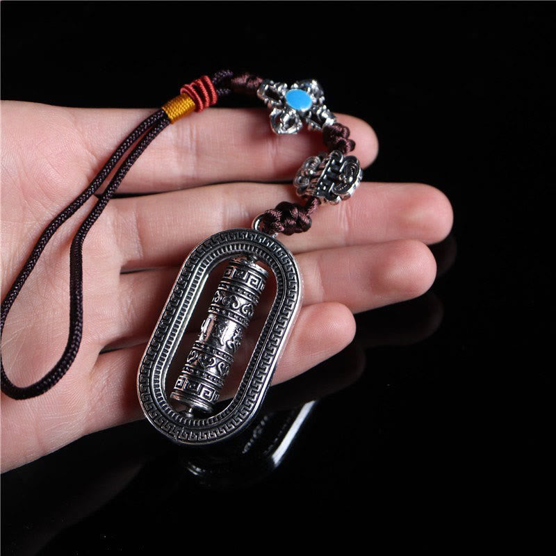 チベットのBuddha Stonesオム・Om Mani Padme Hum祈りの輪 平和 回転式 車用吊り下げ装飾