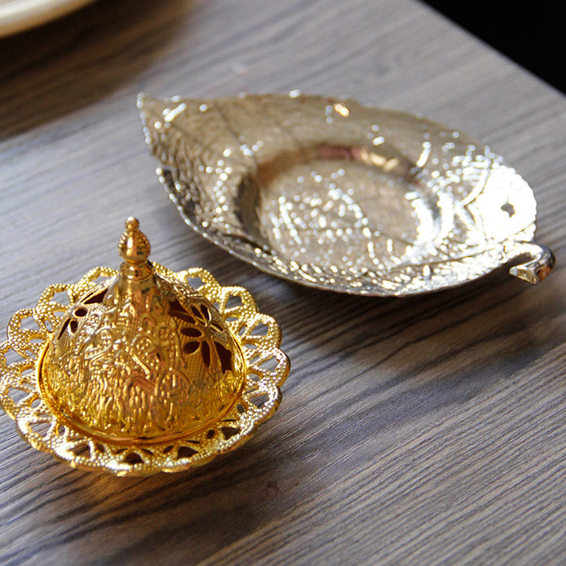 チベットの金箔ミニコースター瞑想用香炉
