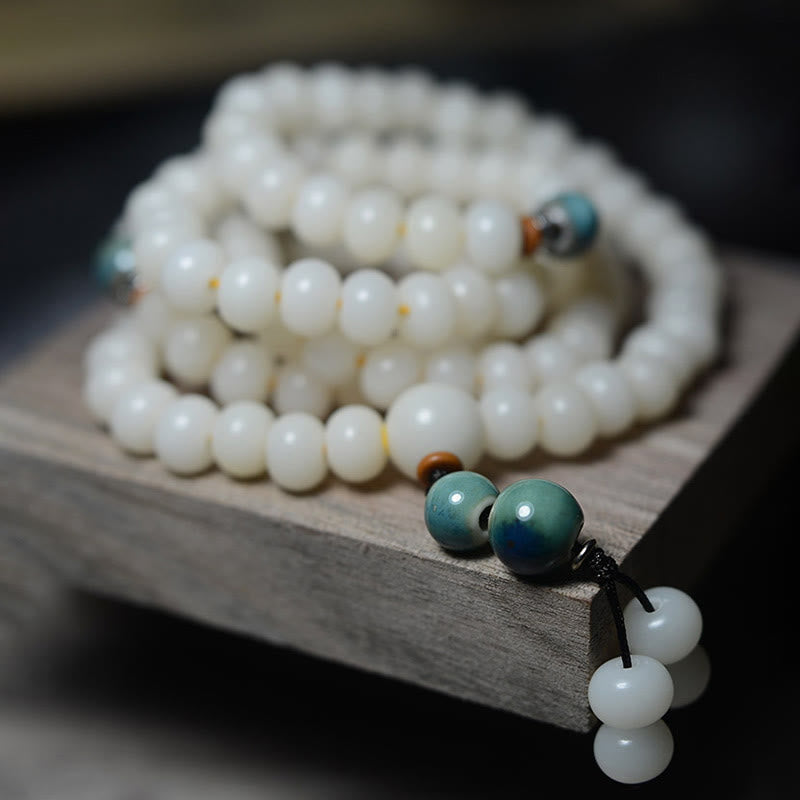 Buddha Stones108 個入りMalaビーズ 菩提樹 邪悪な霊を寄せ付けない 穏やかなブレスレット