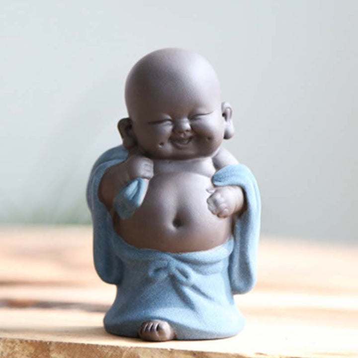 いつも笑顔のBuddha Stones笑う仏 富と幸運 紫粘土 弥勒像 装飾