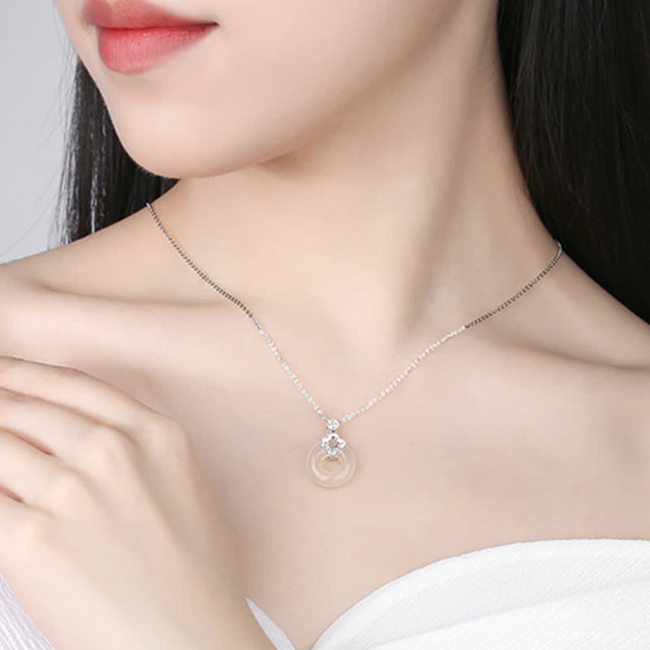 Buddha Stones925スターリングシルバー カルセドニー コインピースバックル ポジティブネックレスペンダント